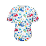 Watercolor Surfing Pattern Print Men's Baseball Jersey
