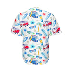 Watercolor Surfing Pattern Print Men's Baseball Jersey