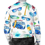 Watercolor Surfing Pattern Print Men's Crewneck Sweatshirt GearFrost