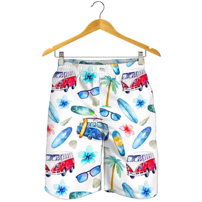Watercolor Surfing Pattern Print Men's Shorts
