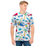 Watercolor Surfing Pattern Print Men's T-Shirt