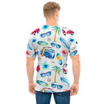 Watercolor Surfing Pattern Print Men's T-Shirt