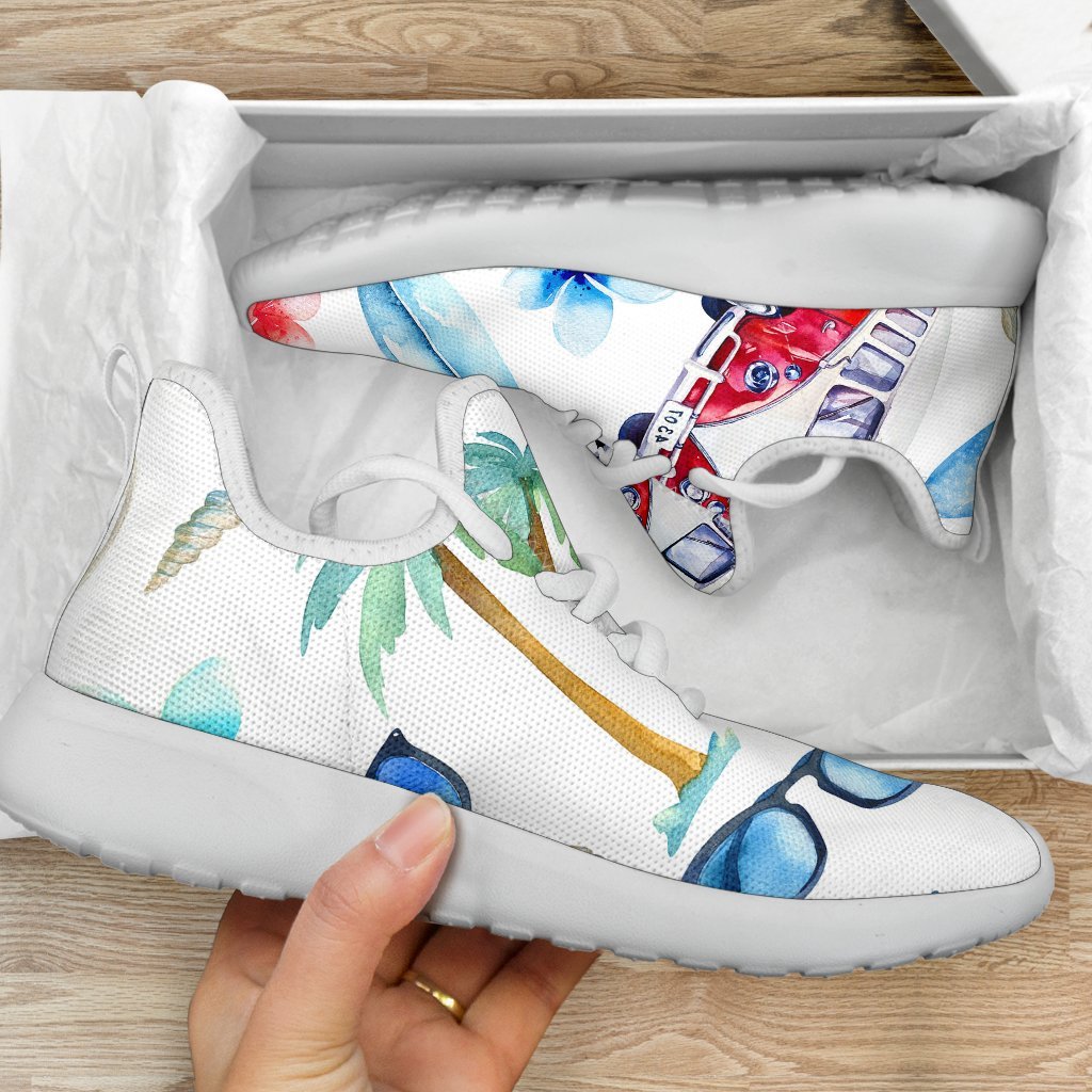 Watercolor Surfing Pattern Print Mesh Knit Shoes GearFrost