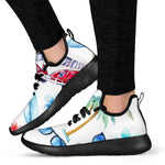 Watercolor Surfing Pattern Print Mesh Knit Shoes GearFrost