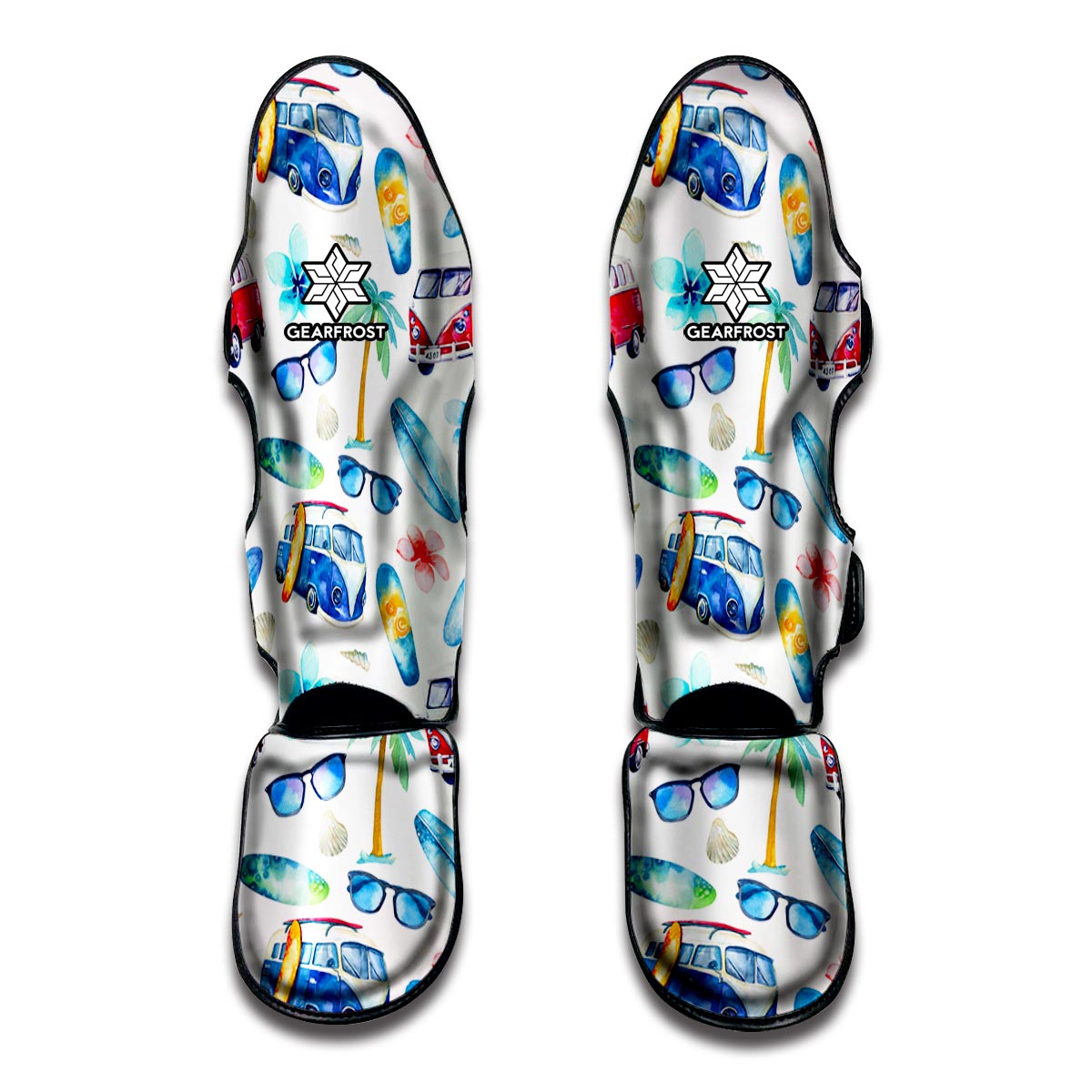 Watercolor Surfing Pattern Print Muay Thai Shin Guard