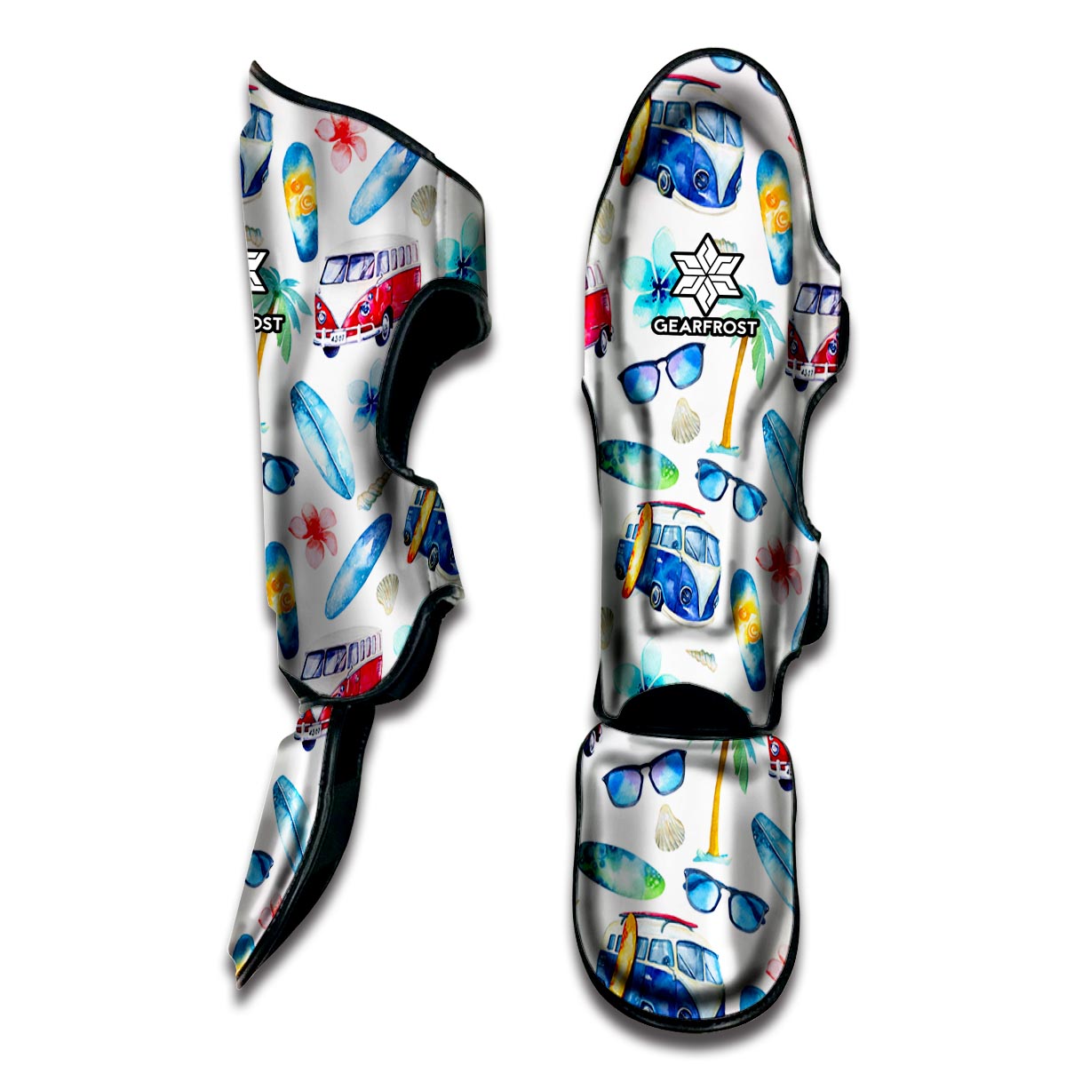Watercolor Surfing Pattern Print Muay Thai Shin Guard