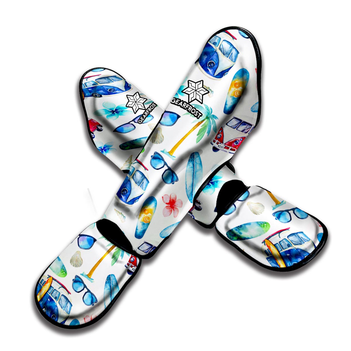 Watercolor Surfing Pattern Print Muay Thai Shin Guard