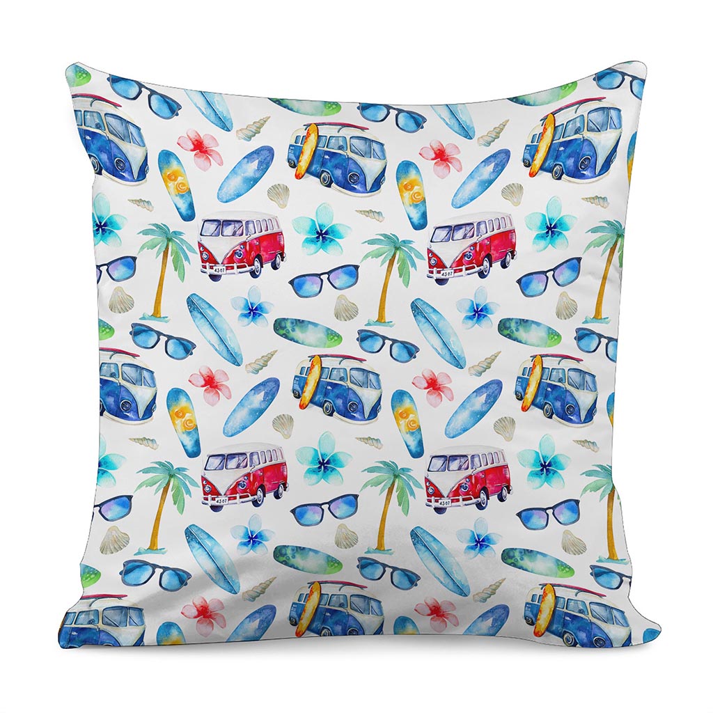 Watercolor Surfing Pattern Print Pillow Cover