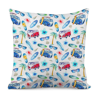 Watercolor Surfing Pattern Print Pillow Cover