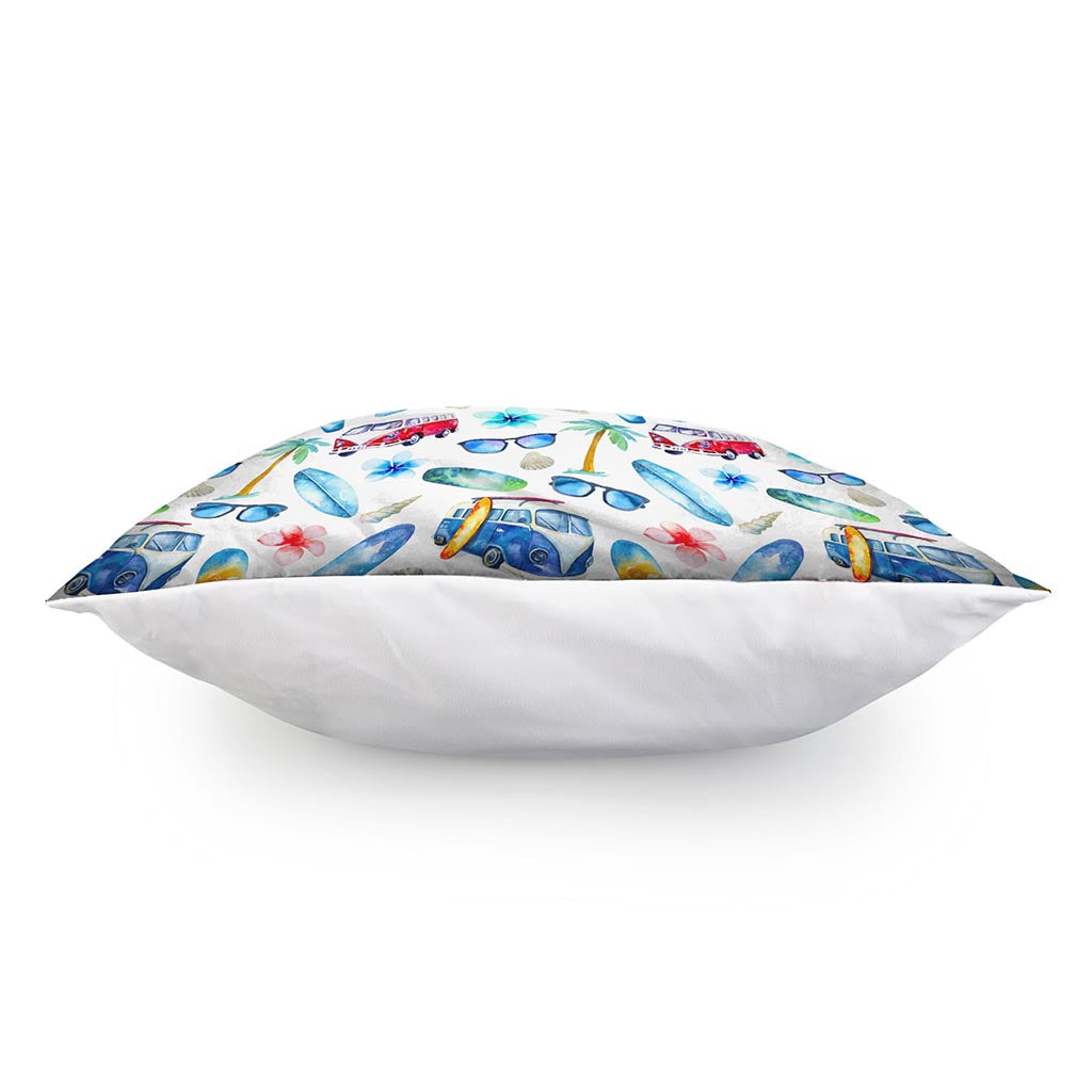 Watercolor Surfing Pattern Print Pillow Cover