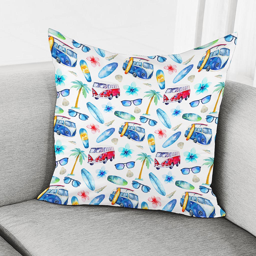 Watercolor Surfing Pattern Print Pillow Cover