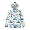 Watercolor Surfing Pattern Print Pullover Hoodie