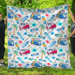 Watercolor Surfing Pattern Print Quilt