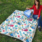 Watercolor Surfing Pattern Print Quilt