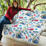 Watercolor Surfing Pattern Print Quilt