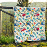 Watercolor Surfing Pattern Print Quilt