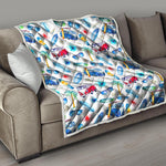 Watercolor Surfing Pattern Print Quilt