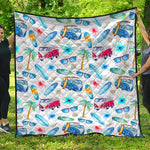 Watercolor Surfing Pattern Print Quilt