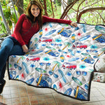 Watercolor Surfing Pattern Print Quilt