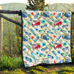 Watercolor Surfing Pattern Print Quilt