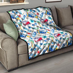 Watercolor Surfing Pattern Print Quilt