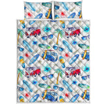 Watercolor Surfing Pattern Print Quilt Bed Set