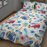 Watercolor Surfing Pattern Print Quilt Bed Set