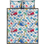 Watercolor Surfing Pattern Print Quilt Bed Set