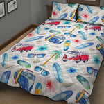 Watercolor Surfing Pattern Print Quilt Bed Set