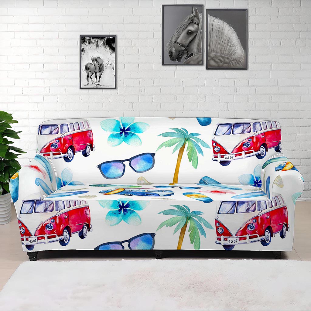 Watercolor Surfing Pattern Print Sofa Cover