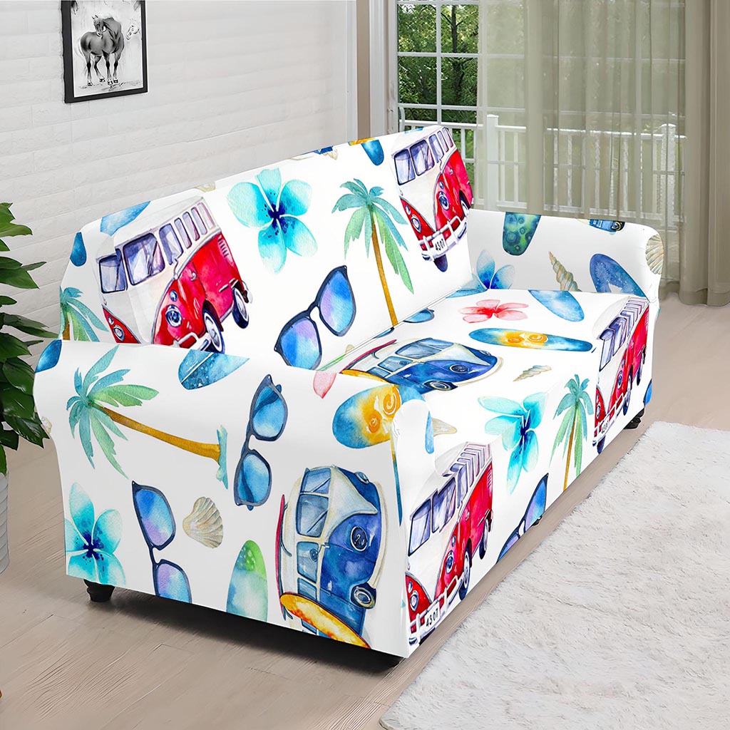 Watercolor Surfing Pattern Print Sofa Cover