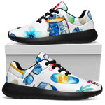 Watercolor Surfing Pattern Print Sport Shoes GearFrost