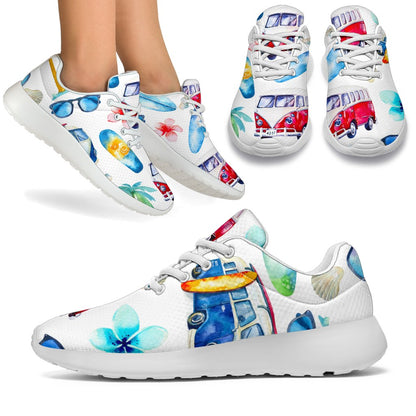 Watercolor Surfing Pattern Print Sport Shoes GearFrost