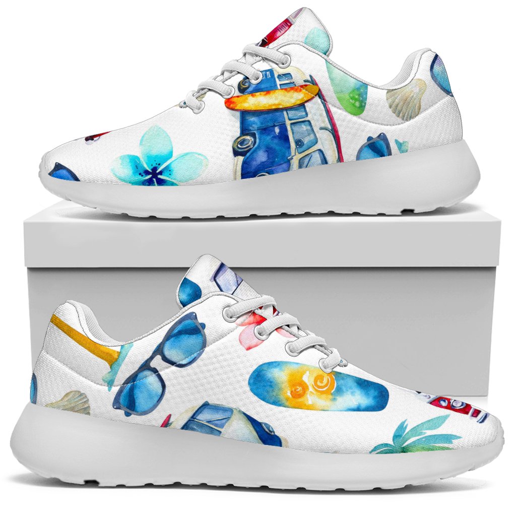 Watercolor Surfing Pattern Print Sport Shoes GearFrost