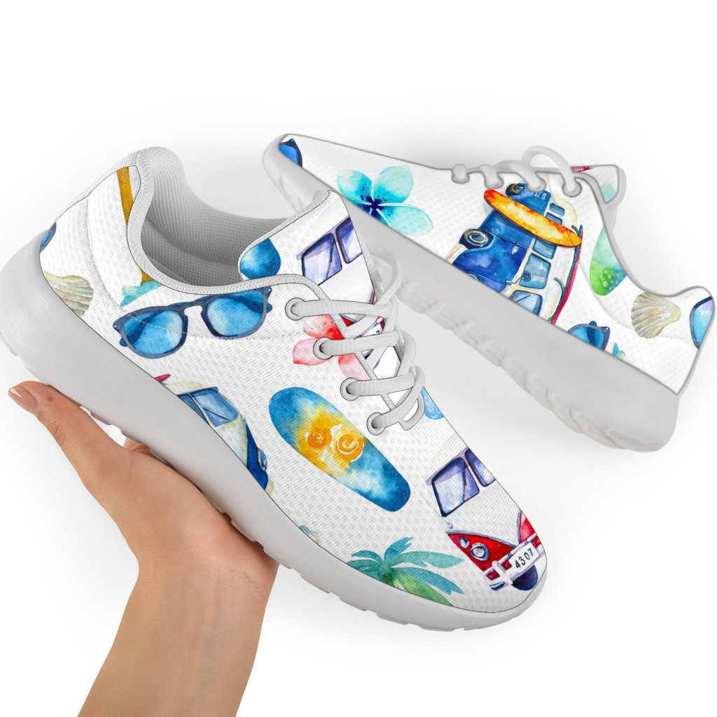 Watercolor Surfing Pattern Print Sport Shoes GearFrost