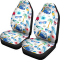 Watercolor Surfing Pattern Print Universal Fit Car Seat Covers