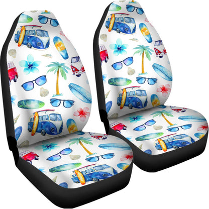 Watercolor Surfing Pattern Print Universal Fit Car Seat Covers