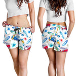 Watercolor Surfing Pattern Print Women's Shorts
