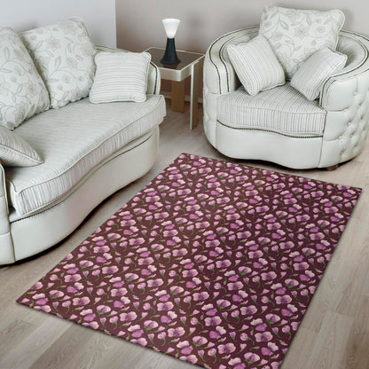 Watercolor Sweet Pea Pattern Print Area Rug
