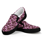 Watercolor Sweet Pea Pattern Print Black Slip On Shoes