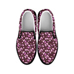 Watercolor Sweet Pea Pattern Print Black Slip On Shoes