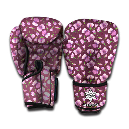Watercolor Sweet Pea Pattern Print Boxing Gloves