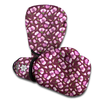 Watercolor Sweet Pea Pattern Print Boxing Gloves