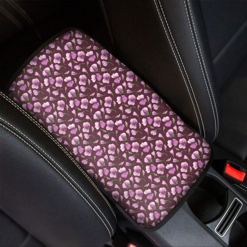 Watercolor Sweet Pea Pattern Print Car Center Console Cover