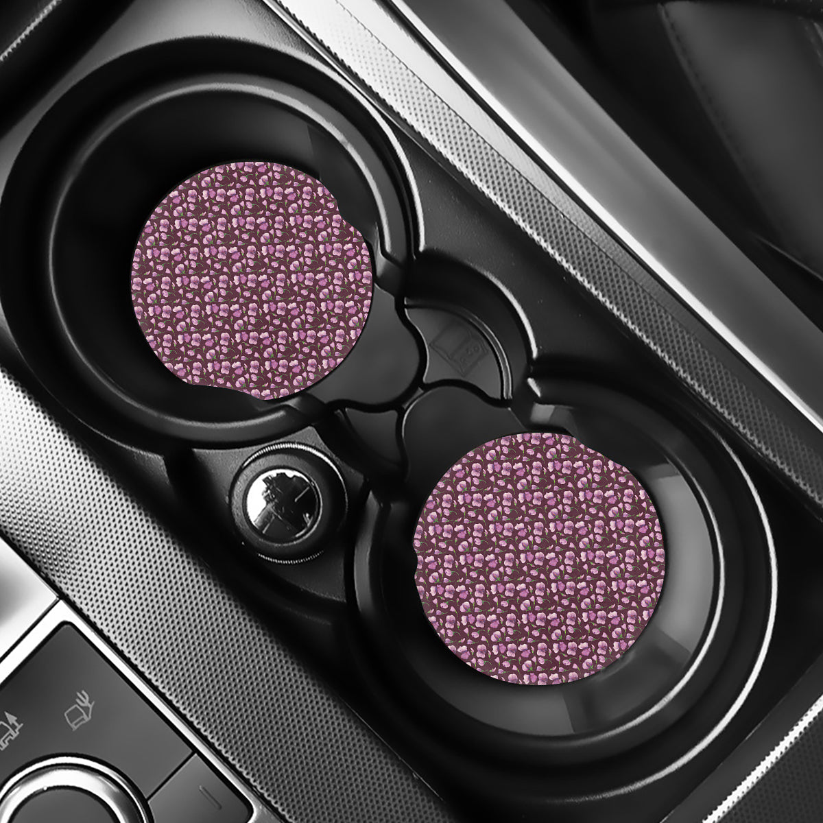 Watercolor Sweet Pea Pattern Print Car Coasters