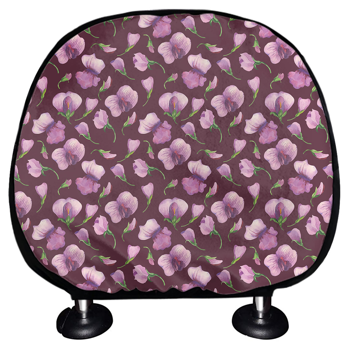 Watercolor Sweet Pea Pattern Print Car Headrest Covers