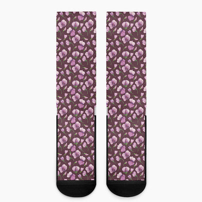 Watercolor Sweet Pea Pattern Print Crew Socks