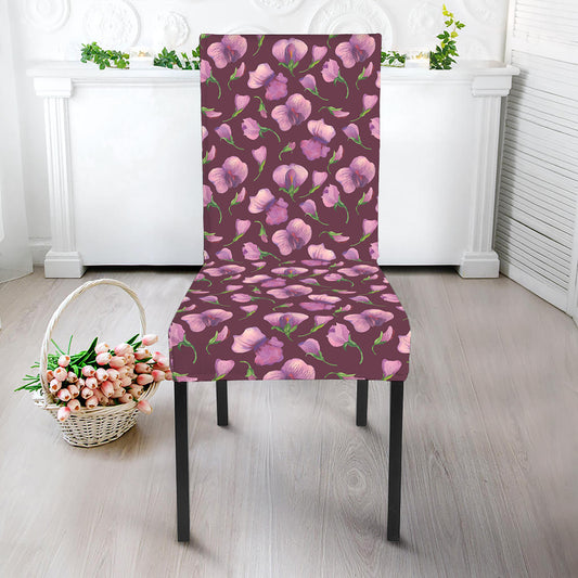 Watercolor Sweet Pea Pattern Print Dining Chair Slipcover