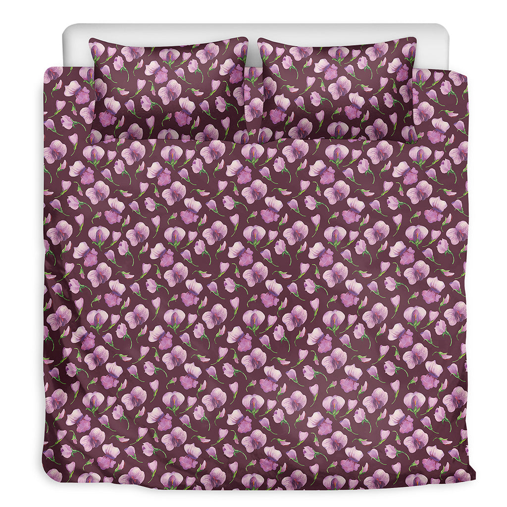 Watercolor Sweet Pea Pattern Print Duvet Cover Bedding Set