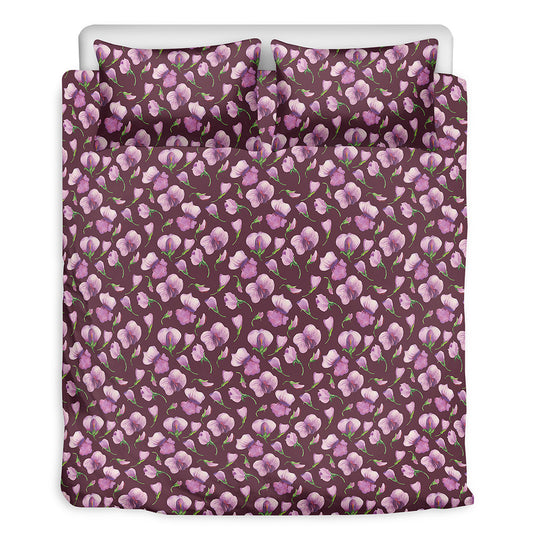 Watercolor Sweet Pea Pattern Print Duvet Cover Bedding Set